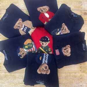 Polo by Ralph Lauren Navy & Red Bear Crewneck Sweaters